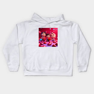 Toddlers celebrating Valentines day Kids Hoodie